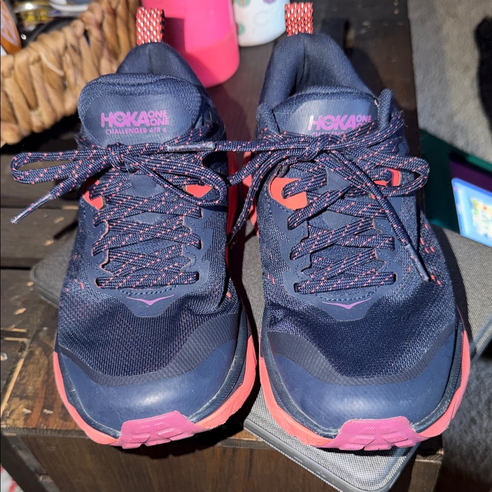 Hoka Challenger ATR 6 Navy with Pink Accent Trail Running Shoes